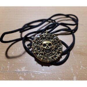 New Coin Necklace, Antique Gold Alloy Metal Medallion, Includes Nylon Neck Cord